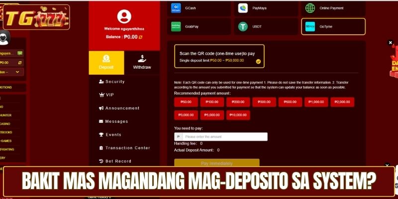 Bakit mas magandang mag-deposito sa system?