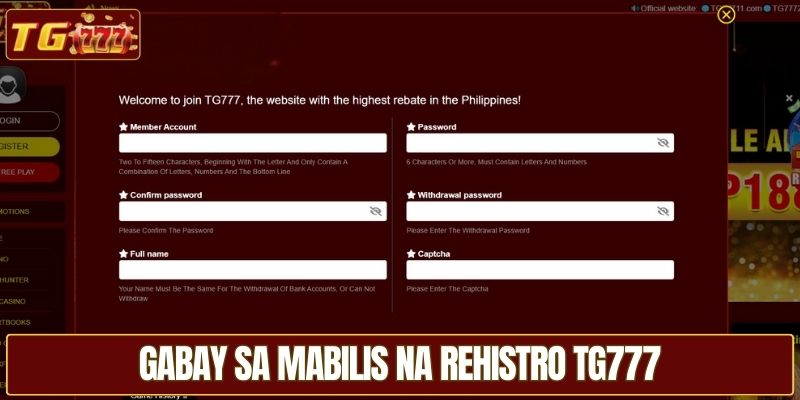 Gabay sa mabilis na Rehistro TG777