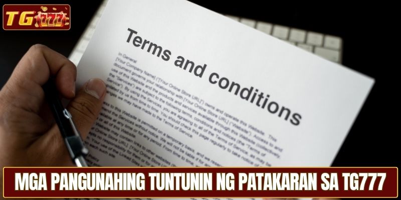 Mga pangunahing tuntunin ng patakaran sa TG777